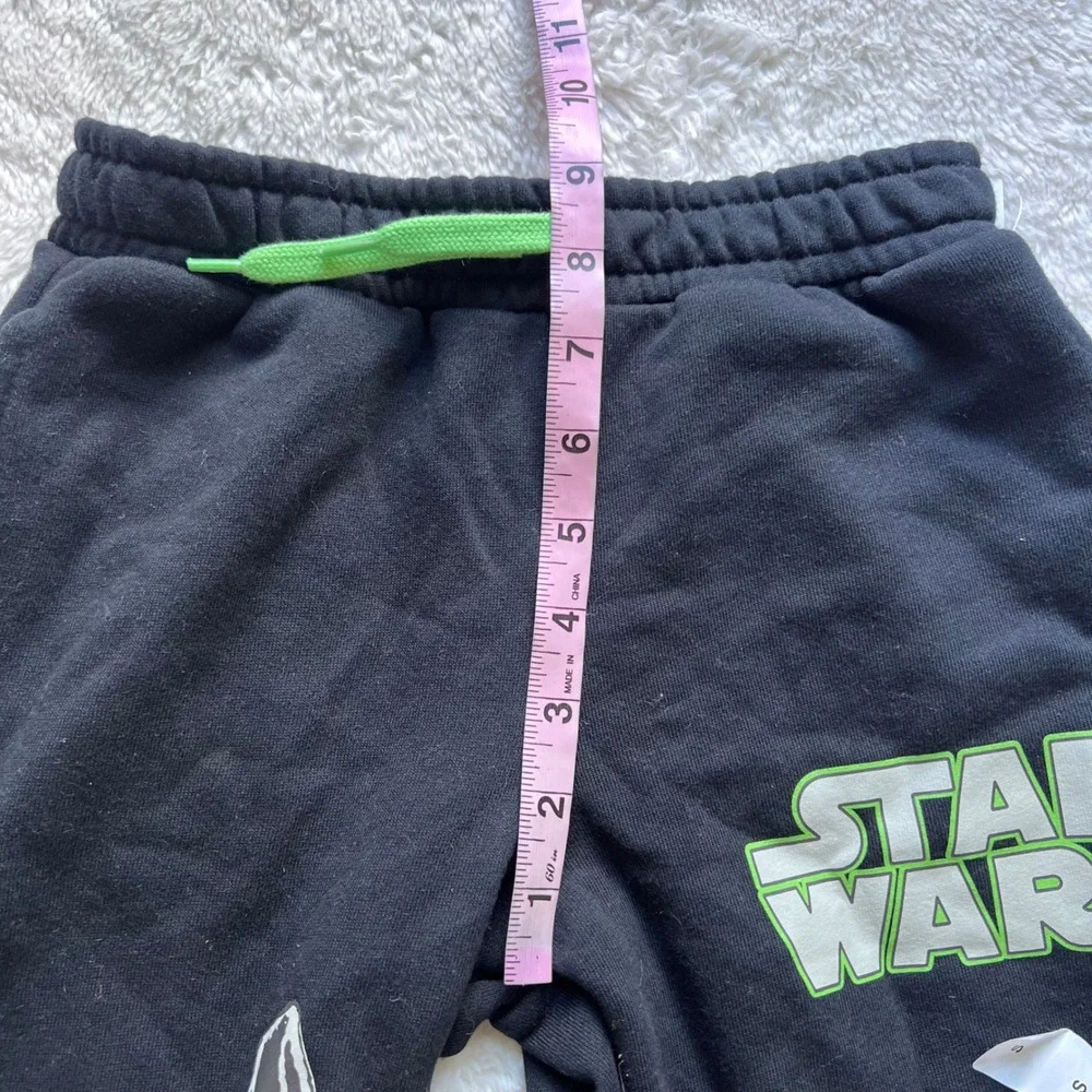 Disney 100 Star Wars Joggers Black Neon Green Logo Sweatpants‎ Kids Small NWT